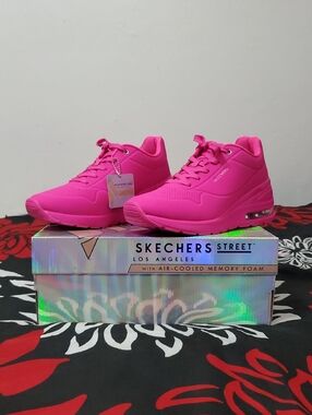 Skechers Women's Hot Pink Los Angeles Million Air Wedge Sneakers Size 10